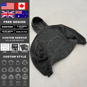 Sudadera con Capucha Kingsen Personalizada de Algodón para Hombre, Estilo Vintage, Lavada, de Felpa Francesa, Bordada, con Estampado Digital, Transpirable y Ecológica - Product Image 2