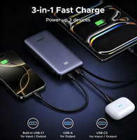 Lampe de camping extérieure UGREEN PB536 20000mAh/74Wh 45W avec batterie externe PD intégrée, câble USB-C tressé, 3 ports, chargeur portable