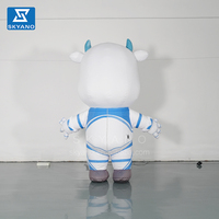 Costume gonflable de vache de dessin animé Costume gonflable interactif personnalisé de mascotte de marche gonflable de dessin animé de vache