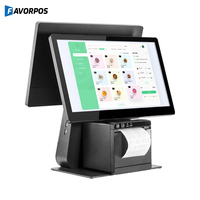 Terminal de point de vente avec imprimante thermique, base en aluminium, double écran, caisse enregistreuse, lecteur de code-barres NFC