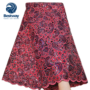 <span class=keywords><strong>Tissu</strong></span> de dentelle africaine Bestway brodé à la main de haute qualité - Product Image 6