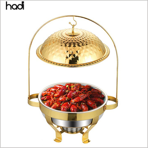 Equipo profesional de restaurante HD Gold, utensilios de servicio martillado real de acero inoxidable, cúpula colgante de lujo de 8L para hoteles - Product Image 1