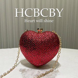 Elegant Women's Glam Red Mini Heart-Shaped Clutch <strong>Sparkling</strong> Evening <strong>Bag</strong> for Brides and Parties - Product Image 2