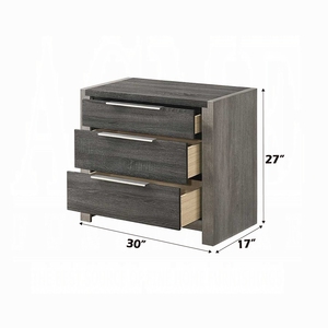 โต๊ะข้างเตียงไม้ 3 ลิ้นชัก สีเทาสไตล์ร่วมสมัย เฟอร์นิเจอร์ห้องนอน - Product Image 4