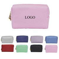 Trousse de Toilette et Maquillage Professionnelle Ronde en Cuir PU, Imprimée Personnalisée, Marque Privée, Cosmétiques Rouge Violet
