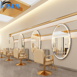 Station de coiffure moderne KISEN, table de barbier personnalisée et ensemble de miroirs LED, solution tout-en-un pour le mobilier et la conception de salon de coiffure - Product Image 4