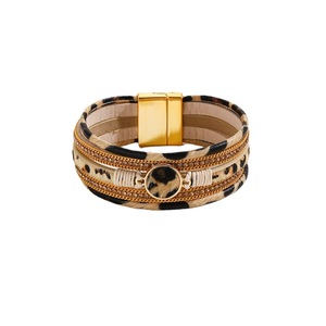 Leopard Print Color Series Multi-layer Electroplated PU <b>Leather</b> <b>Bracelet</b> Versatile Women's Jewelry Magnetic Clasp Wholesale - Product Image 6