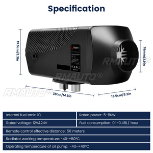 Chauffage au diesel pour voiture Hcalory 5-8KW 12V, pour camions, camping-cars, bateaux, bus + écran LCD + télécommande + silencieux - Product Image 4