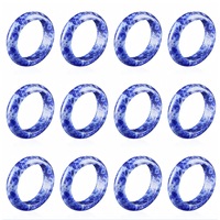 12Pcs Set Cincin Batu Alam Campuran Lebar 6mm Cincin Batu Permata Grosir Cincin Kristal Penyembuhan Perhiasan Unisex