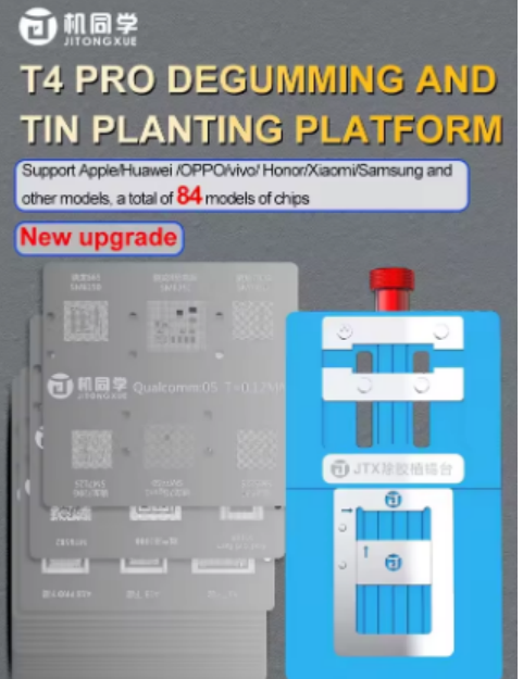 JTX T4 Pro Chip Glue Removal/Reballing Platform for iPhone Android Phone CPU EMMC IC Repair Clamp With 14Pcs BGA Stencil