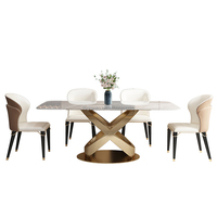 Table à manger en acier inoxydable, meuble en marbre, prix d'usine, utilisation d'hôtel, top