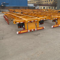 Semi-remorque squelette 3 essieux de haute qualité, châssis porte-conteneurs squelette 40 pieds, camion de transport avec 28 tonnes de capacité de charge et pieds de soutien