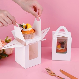 Scatola per Cupcake con contenitore, adatto per spuntini per <span class=keywords><strong>feste</strong></span> di compleanno di nozze, scatola regalo portatile con manico plugin per finestra - Product Image 2