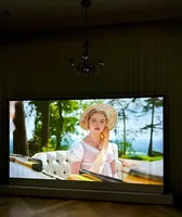 Écran de projection motorisé à tension de languette compatible avec le projecteur laser Valerion VisionMaster Max 4K 8K, en PVC blanc, 16:9