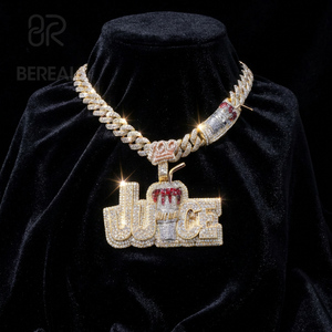 Collar de Plata 925 con Colgante de Letra Personalizado Estilo Hip Hop, con Moissanita VVS que Pasa el Test de Diamantes, Joyería para Hombre - Product Image 1