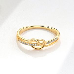 Anillo de eternidad único de doble capa con nudo para mujer, chapado en platino, para el dedo índice, con circonita, joyería de piedra de nacimiento de julio - Product Image 5