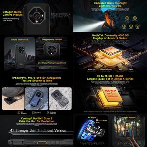 Ulefone Armor X32 Pro 5G, 8GB+256GB, Visione Notturna, Telefono Robusto IP68/IP69K, Schermo da 5,65 Pollici, Android <span class=keywords><strong>14</strong></span> - Product Image 4