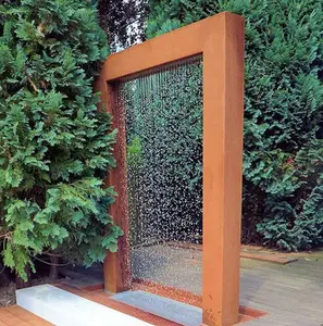 Çelik su özelliği duvar şelale, açık hava bahçe dekorasyonu, arka bahçe dekorasyonu
