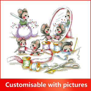 Nkf tùy chỉnh <span class=keywords><strong>Cross</strong></span> <span class=keywords><strong>Stitch</strong></span> bán buôn: chuột làm một chiếc áo khoác mới-om-nhà máy trực tiếp giá cả phải chăng thêu nghệ thuật - Product Image 2