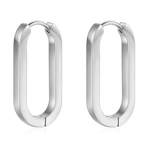 Hoop <b>Earrings</b> Geometric Oval <b>3mm</b> Stainless Steel Fashion Jewelry - Product Image 5