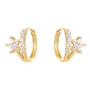 Vente en gros de boucles d'oreilles créoles en argent sterling 925 boucles d'oreilles huggies en zircon étoile Boucles d'oreilles cercles polyvalentes plaquées <span class=keywords><strong>gola</strong></span> 18 carats pour femmes - Product Image 1