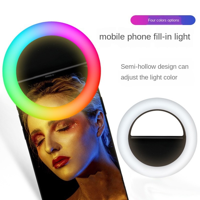 Rechargeable RGB Mobile Phone Live Streaming Beauty Selfie LED Ring Light Internet Celebrity Mobile Phone Lens Fill Light