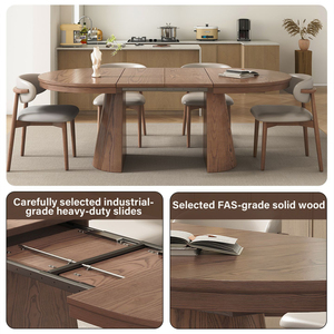 Tavolo <span class=keywords><strong>da</strong></span> Pranzo Pieghevole Allungabile in Legno Massello Ovale Salvaspazio Personalizzato OEM ODM - Product Image 2