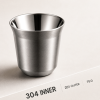 Tasse de bureau isotherme de luxe classique italienne en acier inoxydable écologique, mini tasse à café de camping personnalisée, maintien au chaud du thé pendant 6 heures