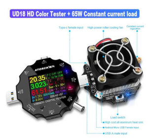 Ud18 ứng dụng USB 3.0 Loại-C PD DC5.5 5521 Vôn kế Ampe kế phí pin đo Cáp kháng Tester điện thoại di động thiết bị - Product Image 3