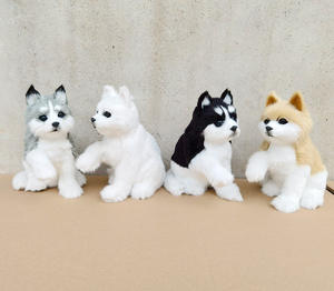 Juguete de perro <span class=keywords><strong>Husky</strong></span> súper suave en blanco y negro, estilo <span class=keywords><strong>Akita</strong></span> de peluche realista para regalo de niños y decoración del hogar, ideal para aliviar el estrés - Product Image 3