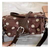 Tas Tangan Bahu Dekorasi Gesper Polka Dot Vintage Tas Selempang Tali Dapat Dilepas Tas Selempang Wanita untuk Kencan Harian dan Belanja Jalanan