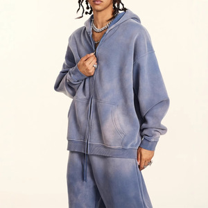 Vintage rửa hoodie người đàn ông Heavyweight Fleece Áo Thun | oversized tùy chỉnh Streetwear | mùa đông ấm Zip Up - Product Image 6