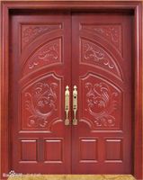 Puerta de Madera Sólida de Doble Hoja Arqueada Moderna en Venta, con Acabado Pintado para Uso en Hoteles y Villas