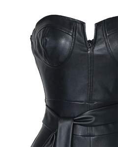 Prezzo all'ingrosso festa Sexy abiti da notte tubo con spacco rivestito <span class=keywords><strong>di</strong></span> <span class=keywords><strong>pelle</strong></span> nera abiti da donna - Product Image 6