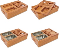 Plateau de rangement pour boissons et collations, amovible et flottant, en bambou, pour canapé