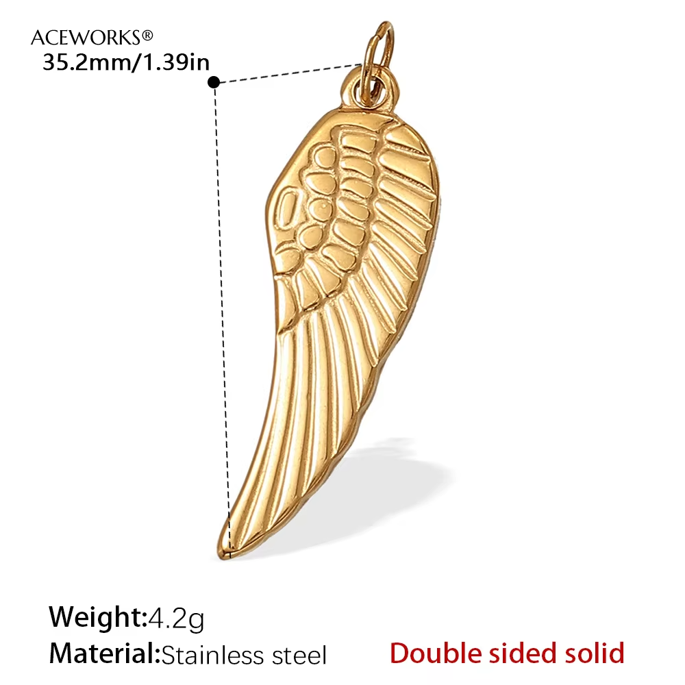 Pj443g double-sided Angel wing pendant
