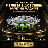 Nouvelle machine d'impression sérigraphique automatique MAJOHN à 10 couleurs et 22 stations, imprimante textile carrousel avec 10 sécheurs rapides pour T-shirts