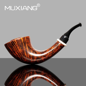 MUXIANG Briar Wood Smoking Pipe Bent Type Imitation Ivory Ring For Men Traditional Style Tobacco Pipe - Product Image 1