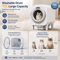 Litière automatique intelligente pour chat, grande capacité 70L, contrôle par application, système d'air frais, désodorisation UV, toilette sécurisée pour chat - Meilleures ventes