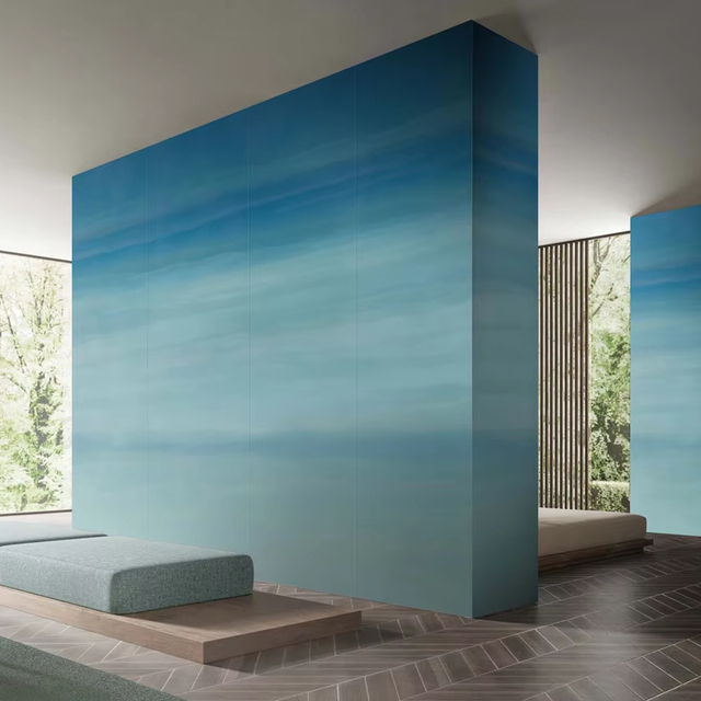 Peel Stick Wallpaper Custom Gradient Blue Sky Texture Modern Abstract Ombre Waterproof Wall Decor for Kitchen Living Room Easy
