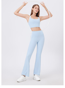 Wholesale Women T Strap Halter <b>Back</b> Yoga Crop Tanks Stretch Padded Athletic Sports <b>Bra</b> Medium Support Fitness Pilates Activewear - Product Image 5