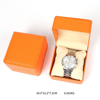 Boîte à montre rectangulaire simple en cuir PU de haute qualité, à fente unique, avec logo personnalisé et intérieur en velours, étui de rangement pour montres