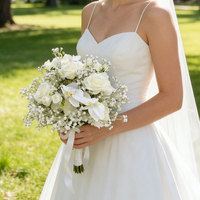GNW Groothandel Witte Real Touch Kunstbloemen Bruidsboeketten Handboeketten Kunstbloemen voor Bruiloftdecoratie