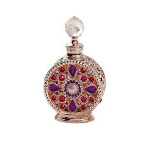 Bouteilles d'huile de <span class=keywords><strong>parfum</strong></span> de mode vieux arabe de 15ml avec couvercle en métal doré égyptien bouteille de <span class=keywords><strong>parfum</strong></span> en verre arabe - Product Image 1