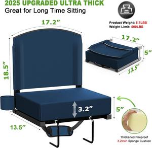 كراسي قابلة للطي مع دعم مبيض الظهر ، معسكر محمول ، للأحداث الرياضية خفيفة الوزن للاستخدام في الهواء الطلق - Product Image 5