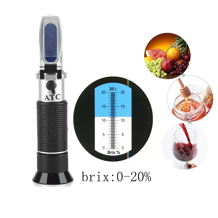 Réfractomètre portatif brix pour les fruits et les légumes, testeur avec ATC + calibrage en sucre d'huile de 0 à 20%