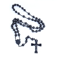 Cadeau religieux Catholique Gallstone Chapelet Collier Perles de Prière Croix Collier Saint Père Médaille Croix Saint Benoît Patron