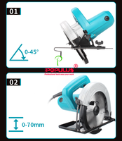 Scie circulaire électrique professionnelle IPOPULUS 1600W185mm pour le bois, avec coupe biseautée précise pour la menuiserie et la construction