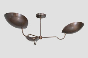 Lámpara Colgante LED Sputnik de 3 Luces con Pantallas Curvas, Estilo Moderno de Mediados de Siglo, Hecha a Mano, Acabado Dorado, Regulable, para Hogar u Oficina - Product Image 5