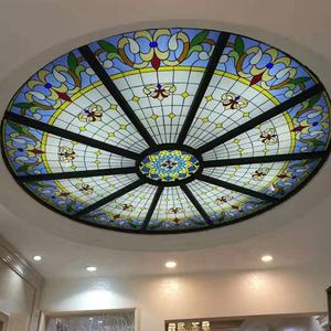 Vitrail rond de style américain personnalisé de 48' en technique Tiffany pour l'éclairage et la décoration murale et de plafond - Product Image 3